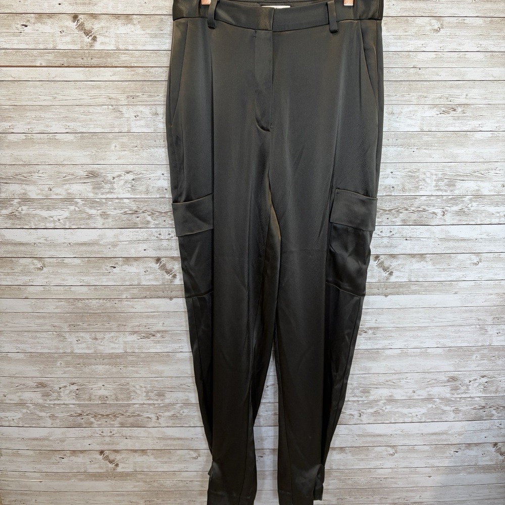 Babaton Aritzia Womens 8 Cargo Pants Dark Olive Satin Buckle Ankle Utility